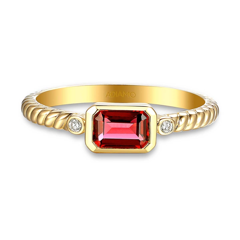 Pierścionek z rodolitem i diamentami (R85575 Y RH): 14 - zdjęcie: 3