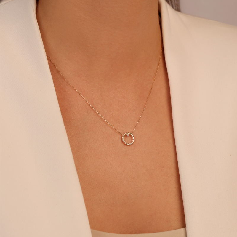 Naszyjnik z diamentem (N12721 Y C 0,01ct) - zdjęcie: 2