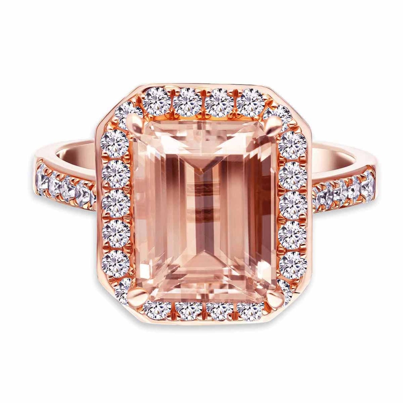 Pierścionek z morganitem i diamentami (R67596 R MR): 14 - zdjęcie: 2