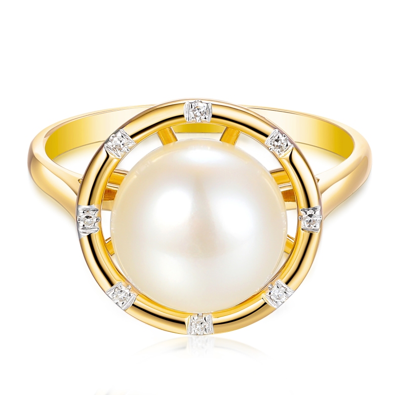 Pierścionek z perłą i diamentami (R98882 Y PL): 10 - zdjęcie: 3