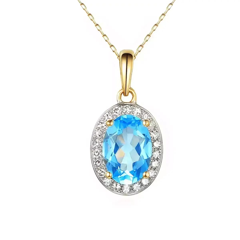 Zawieszka z niebieskim topazem i diamentami (P62898 Y M BT) - zdjęcie: 1