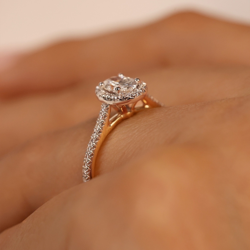 Pierścionek z diamentami laboratoryjnymi (R95581 YW LGD 0,53ct): 11 - zdjęcie: 6