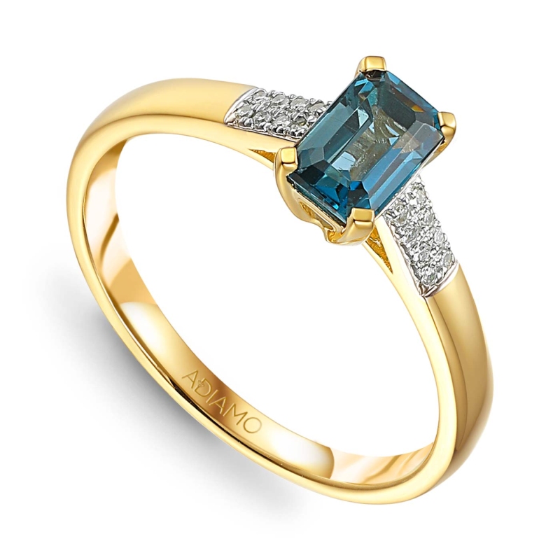 Pierścionek z london blue topaz i diamentami (R84147 Y LBT): 7 - zdjęcie: 1