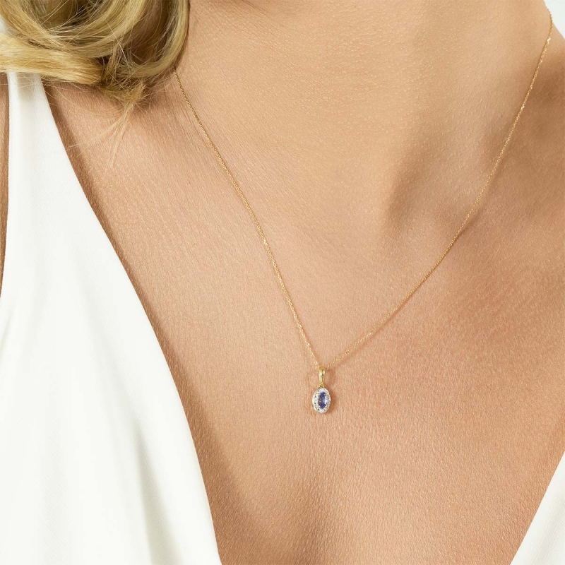 Zawieszka z tanzanitem i diamentami (P60389 Y T) - zdjęcie: 2