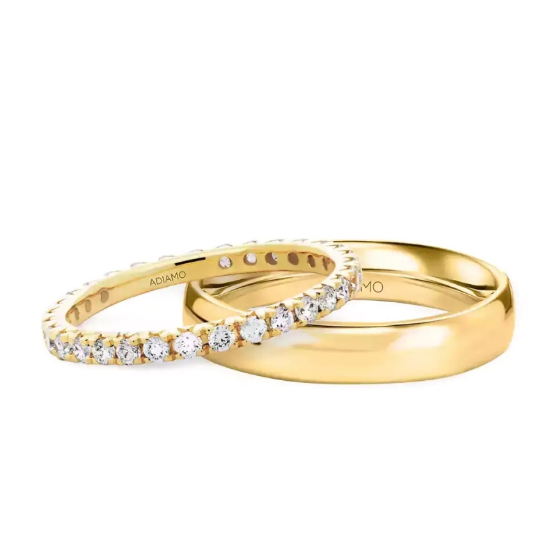 Obrączki ślubne, żółte złoto, diamenty, 1,65mm i 4mm: 9, 25 - zdjęcie: 1