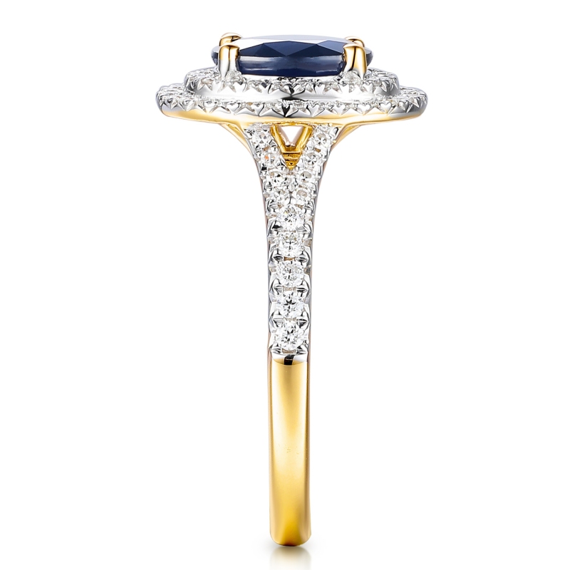 Pierścionek z szafirem i diamentami (R95586 Y SA): 15 - zdjęcie: 3