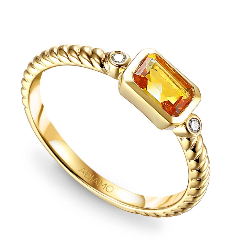 Pierścionek z cytrynem i diamentami (R85575 Y CT): 10 - zdjęcie: 1