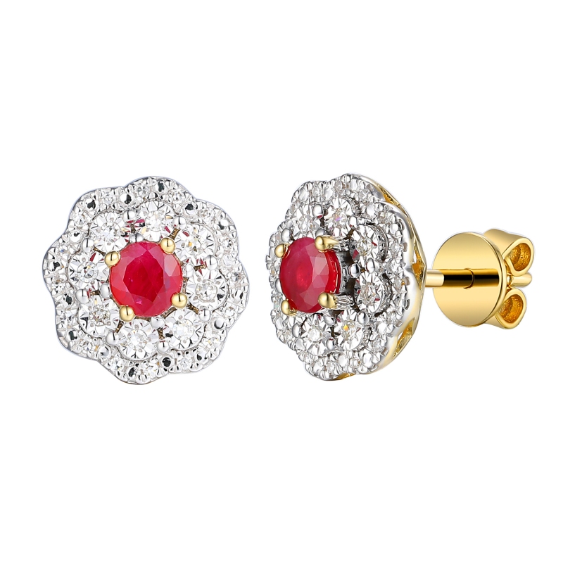 Kolczyki z rubinami i diamentami (E94939 Y S RU) - zdjęcie: 1