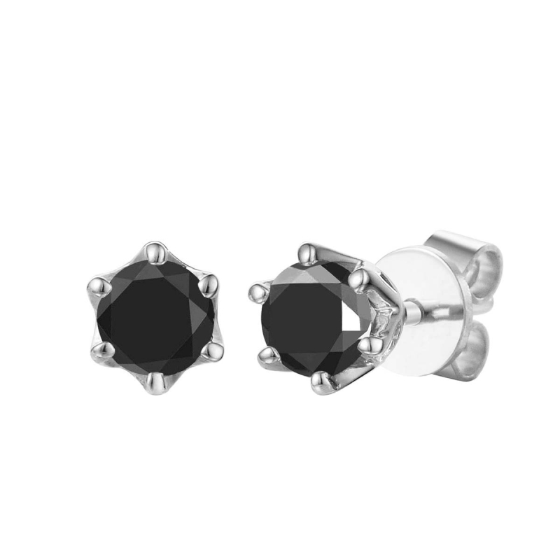 Kolczyki z białego złota - z z czarnymi  diamentami - sztyft (E34280 W S BD 1,00ct) - zdjęcie: 1