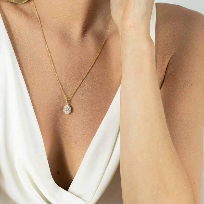 Zawieszka z białymi topazami i diamentami (P71860 Y WT) - zdjęcie: 2