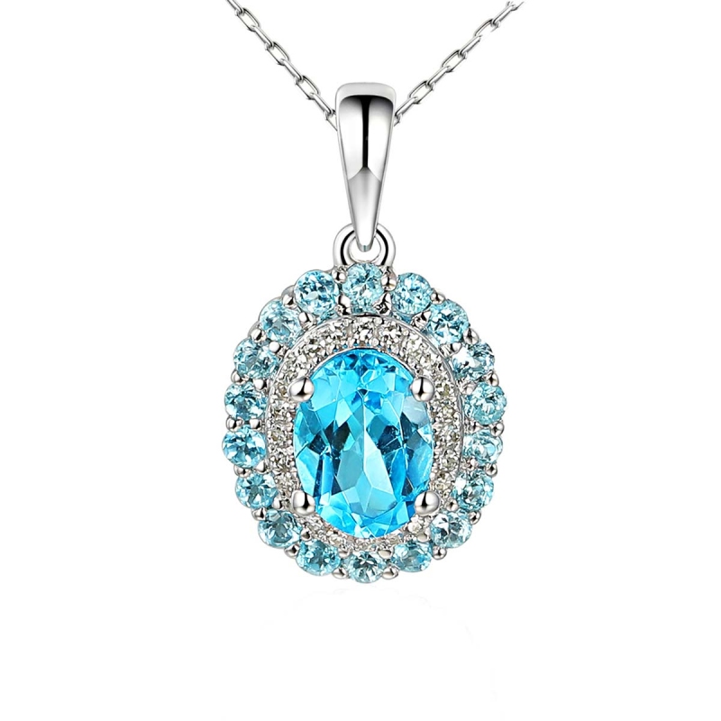 Zawieszka z niebieskimi topazami i diamentami (P71860 W BT) - zdjęcie: 1