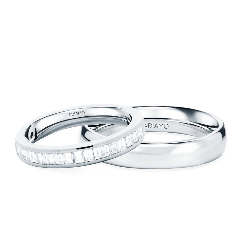 Obrączki ślubne, białe złoto, diamenty, 3,4mm i 4mm: 9, 25 - zdjęcie: 1