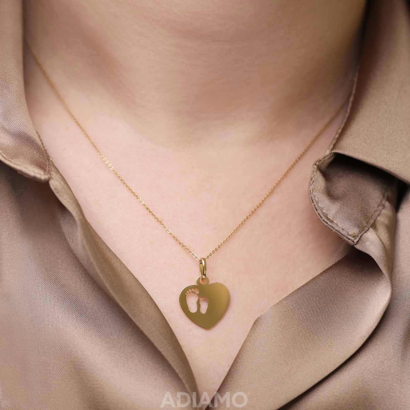 Zawieszka z żółtego złota - serce ze stópkami (P-Z00252+2) - zdjęcie: 2
