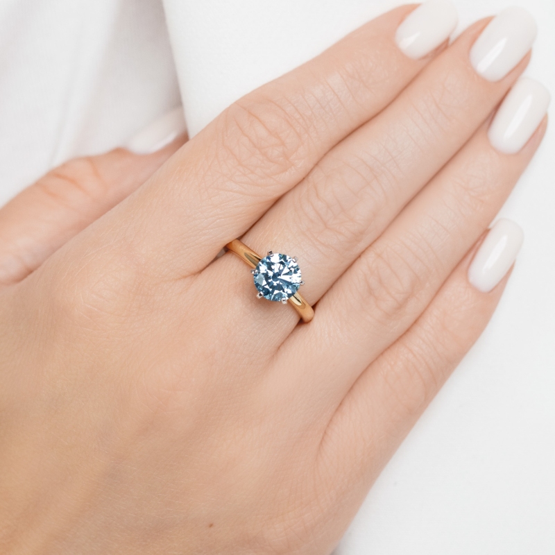 Pierścionek z niebieskim diamentem laboratoryjnym (R58829 2,20ct YW LGDB): 15 - zdjęcie: 2