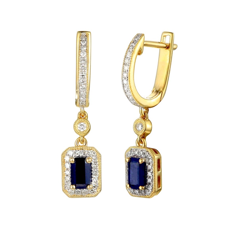 Kolczyki z szafirami i diamentami (E32565 Y A SA) - zdjęcie: 1