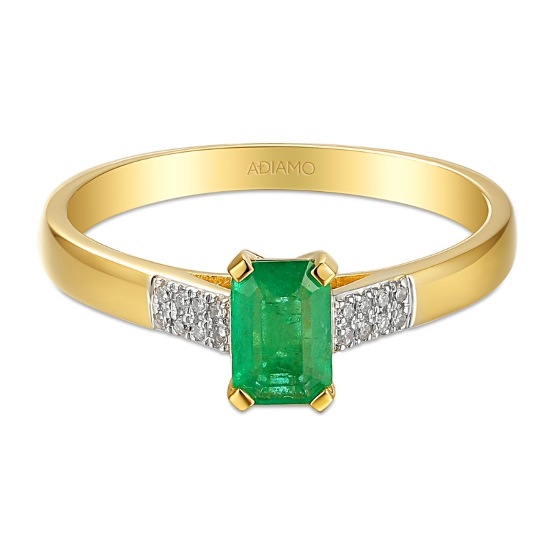 Pierścionek ze szmaragdem i diamentami (R84147 Y EM): 8 - zdjęcie: 3