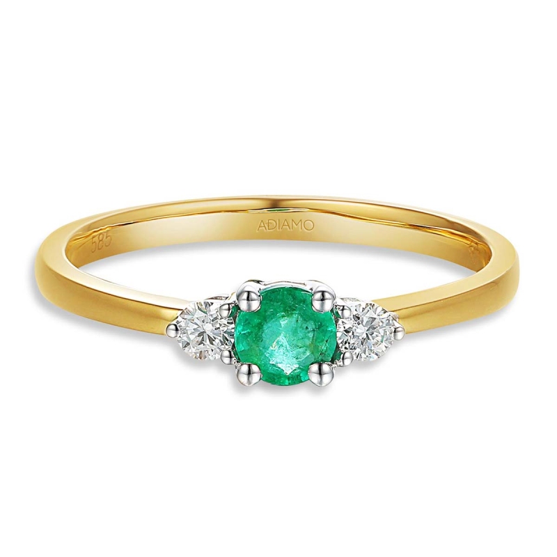 Pierścionek ze szmaragdem i diamentami (R37973 YW EM): 13 - zdjęcie: 3