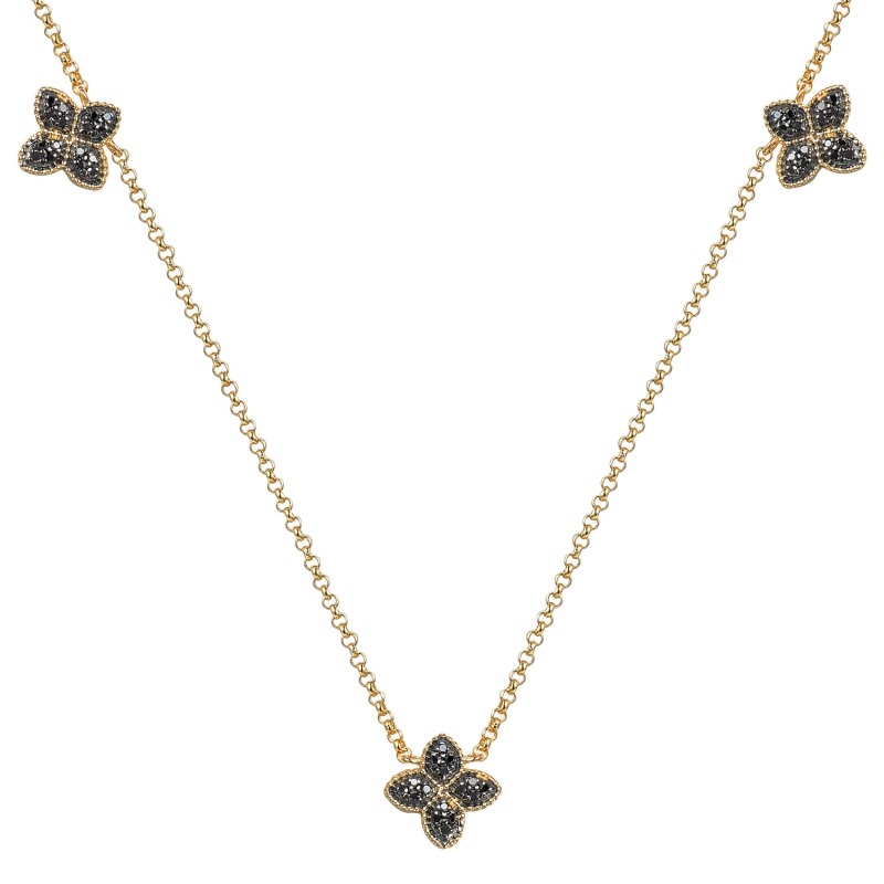 Naszyjnik z czarnymi diamentami (N12238 Y G BD) - zdjęcie: 1