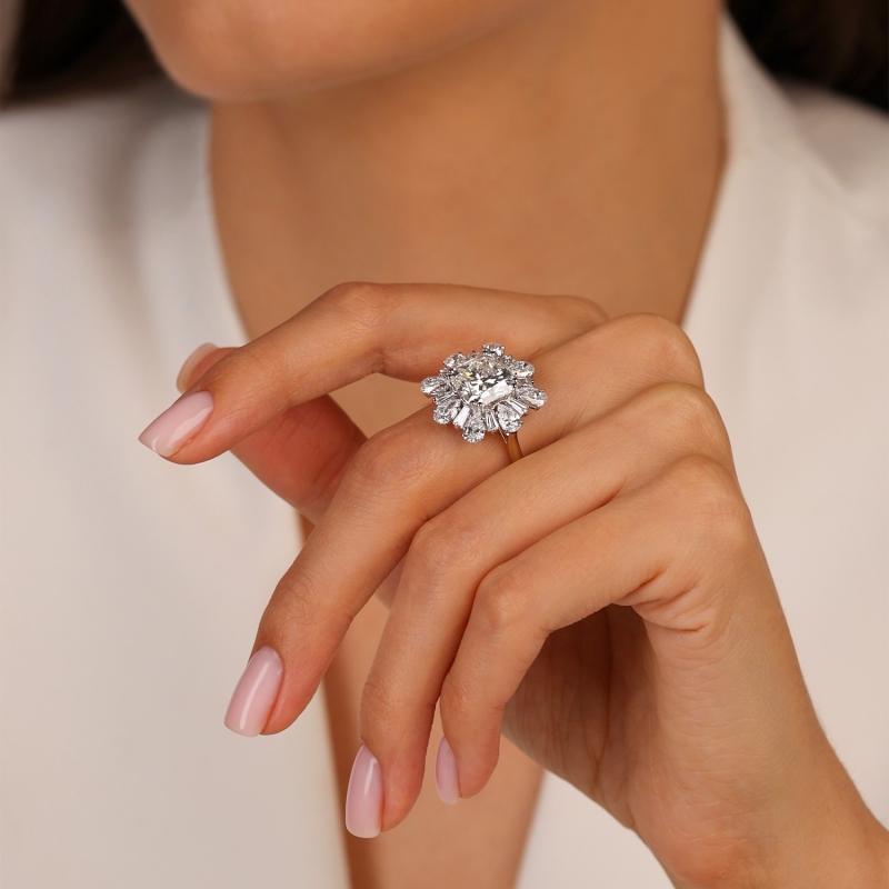 Pierścionek z dwukolorowego złota z diamentami laboratoryjnymi (R104071 YW LGD 4,19ct): 16 - zdjęcie: 7