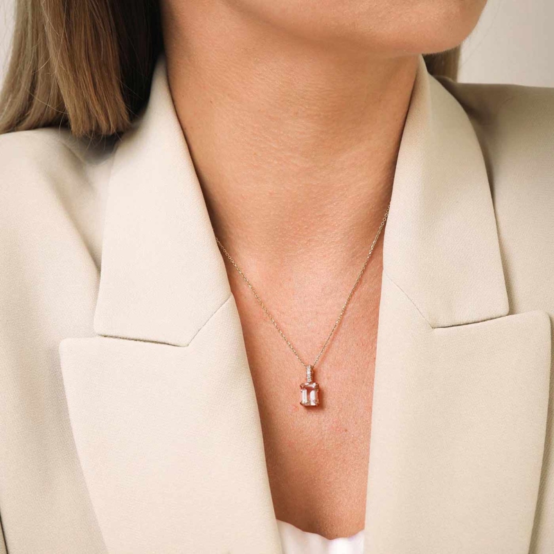 Zawieszka z morganitami i diamentami (P82483 R MR) - zdjęcie: 2