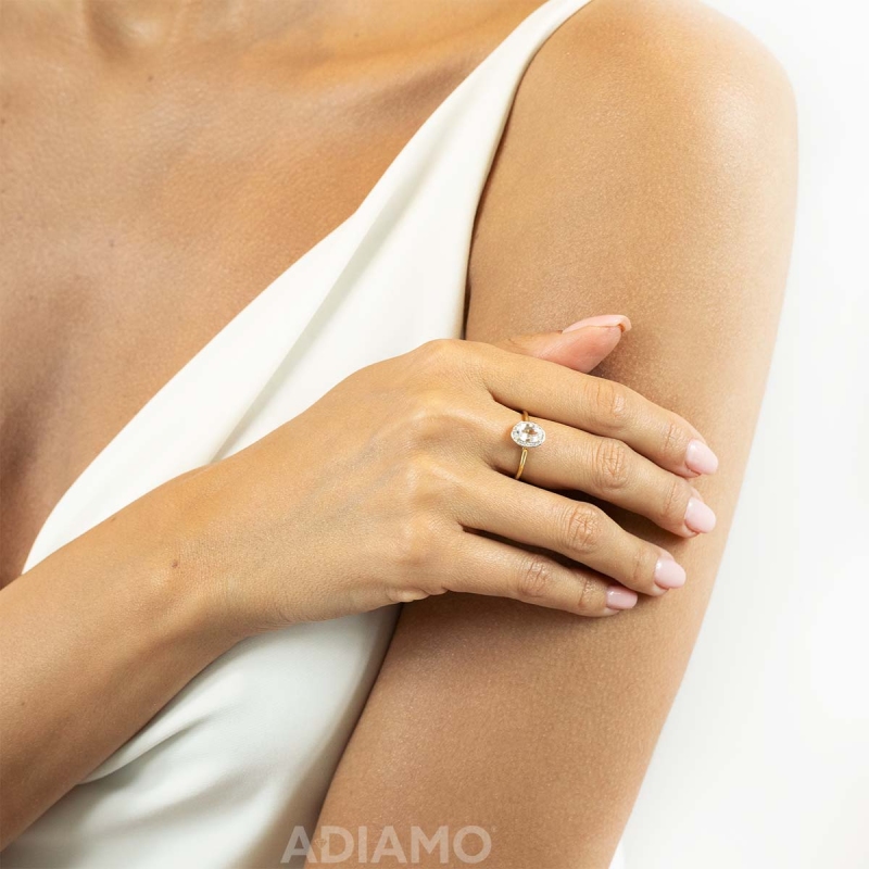 Pierścionek z białym topazem i diamentami (R62898 Y M WT): 8 - zdjęcie: 4