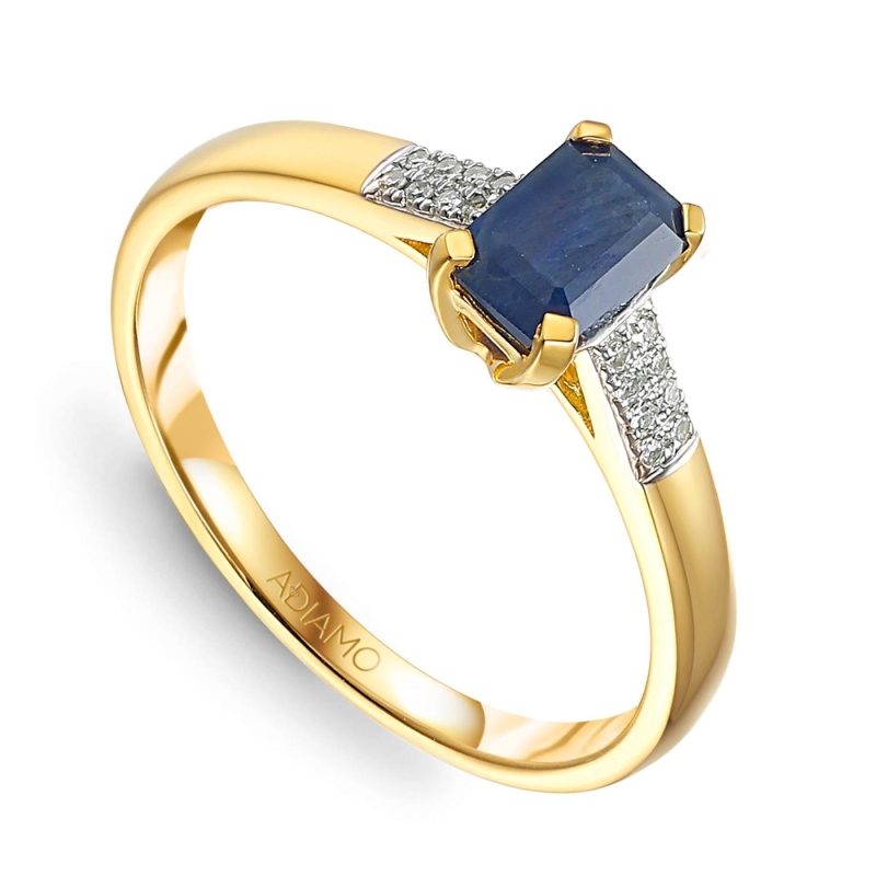 Pierścionek z szafirem i diamentami (R84147 Y SA): 16 - zdjęcie: 1