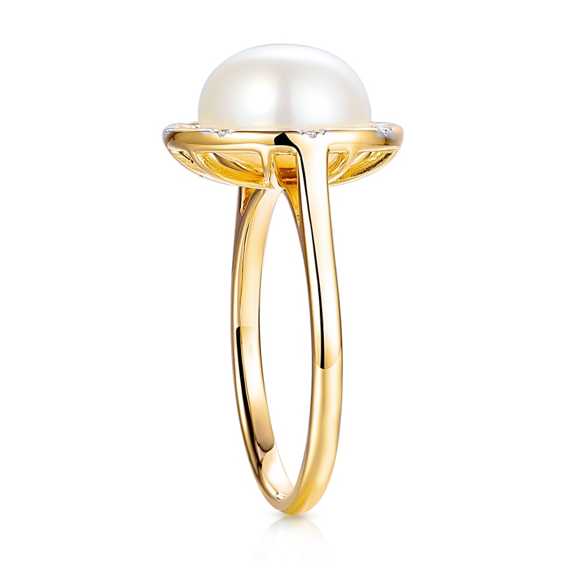 Pierścionek z perłą i diamentami (R98882 Y PL): 10 - zdjęcie: 4