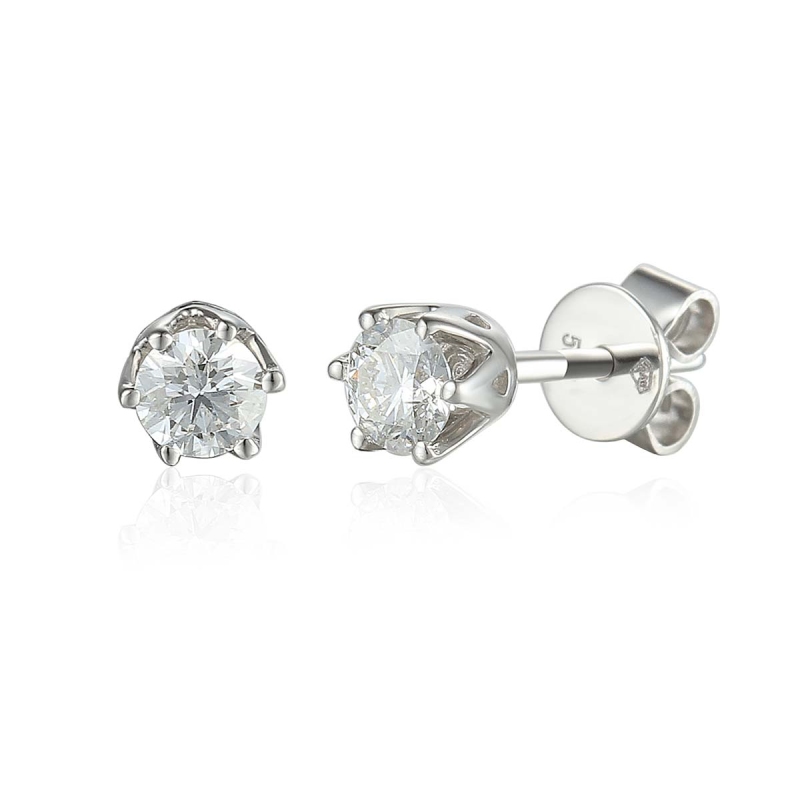 Kolczyki z białego złota - z diamentami - sztyft (E34280 W S 0,36ct) - zdjęcie: 1