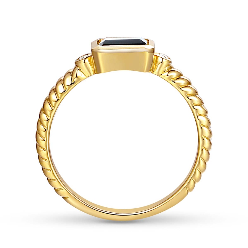 Pierścionek z czarnym agatem i diamentami (R85575 Y BAG): 12 - zdjęcie: 4