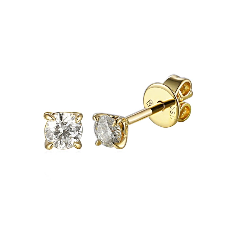 Kolczyki z żółtego złota - z diamentami - sztyft 0,24ct (E65478 Y S 0,24ct) - zdjęcie: 1