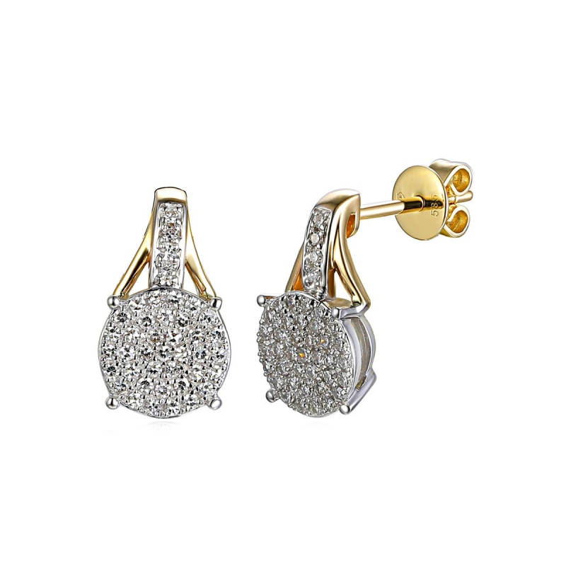 Kolczyki z dwukolorowego złota z diamentami - 0,26 ct - sztyft(E86385 YW S 0,26ct) - zdjęcie: 1