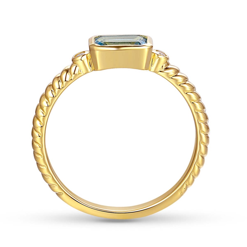 Pierścionek z niebieskim topazem i diamentami (R85575 Y BT): 14 - zdjęcie: 2