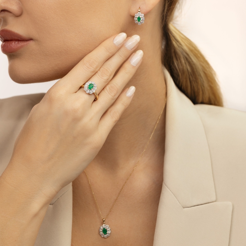 Zawieszka ze szmaragdem i diamentami (P83432 Y EM) - zdjęcie: 4