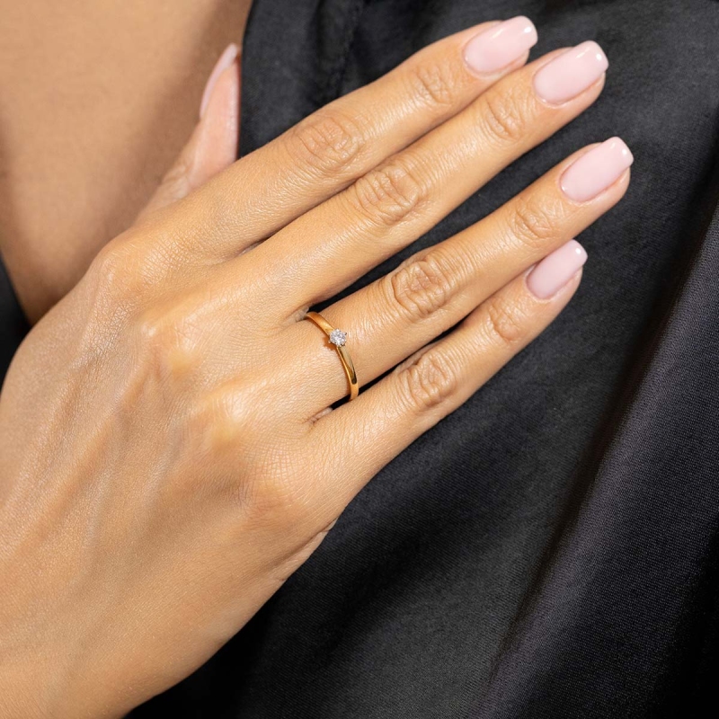 Pierścionek z diamentem, dwukolorowe złoto (R62416 YW 0,10ct): 7 - zdjęcie: 2