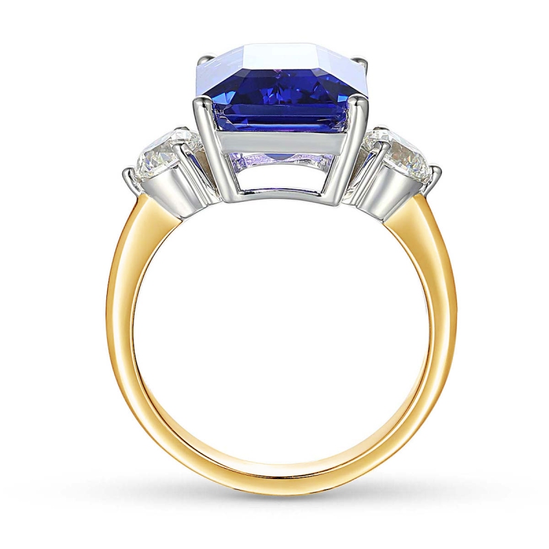 Pierścionek z tanzanitem i diamentami (R39446 YW T D): 10 - zdjęcie: 4