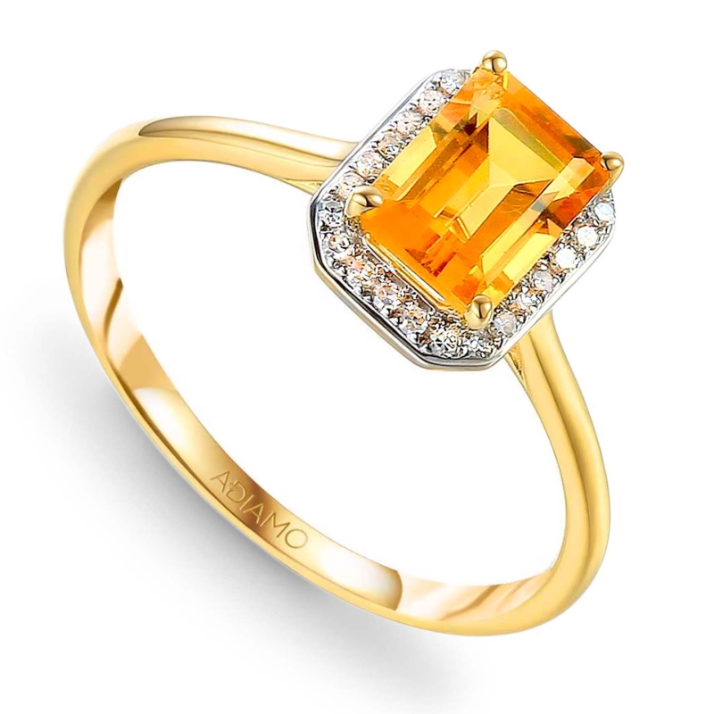 Pierścionek z cytrynem i diamentami (R62904 Y M CT): 13 - zdjęcie: 1