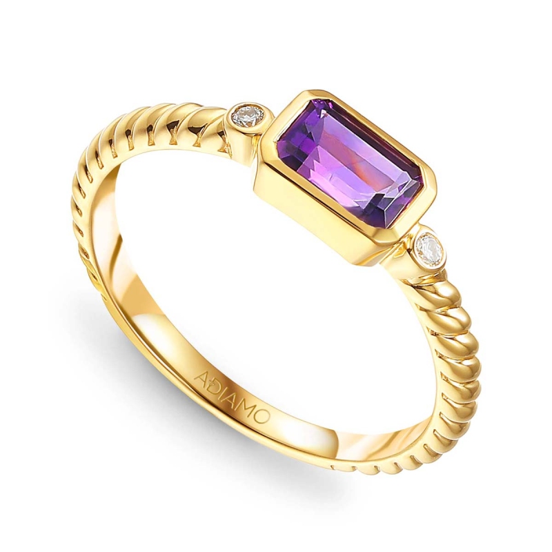 Pierścionek z ametystem i diamentami (R85575 Y AM): 10 - zdjęcie: 1