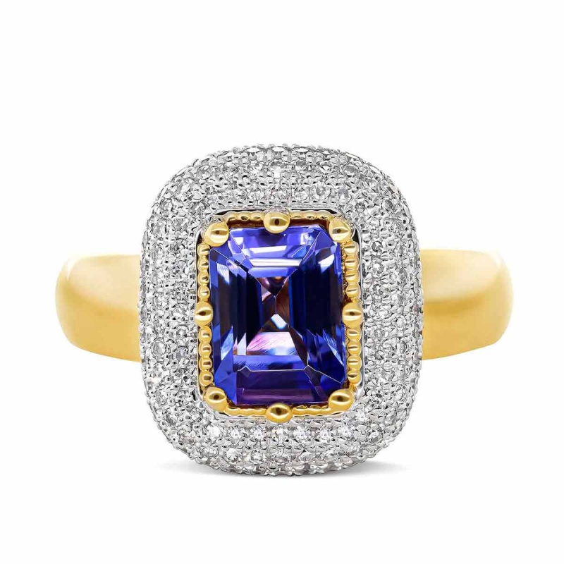 Pierścionek z tanzanitem i diamentami (R88489 Y T): 8 - zdjęcie: 3