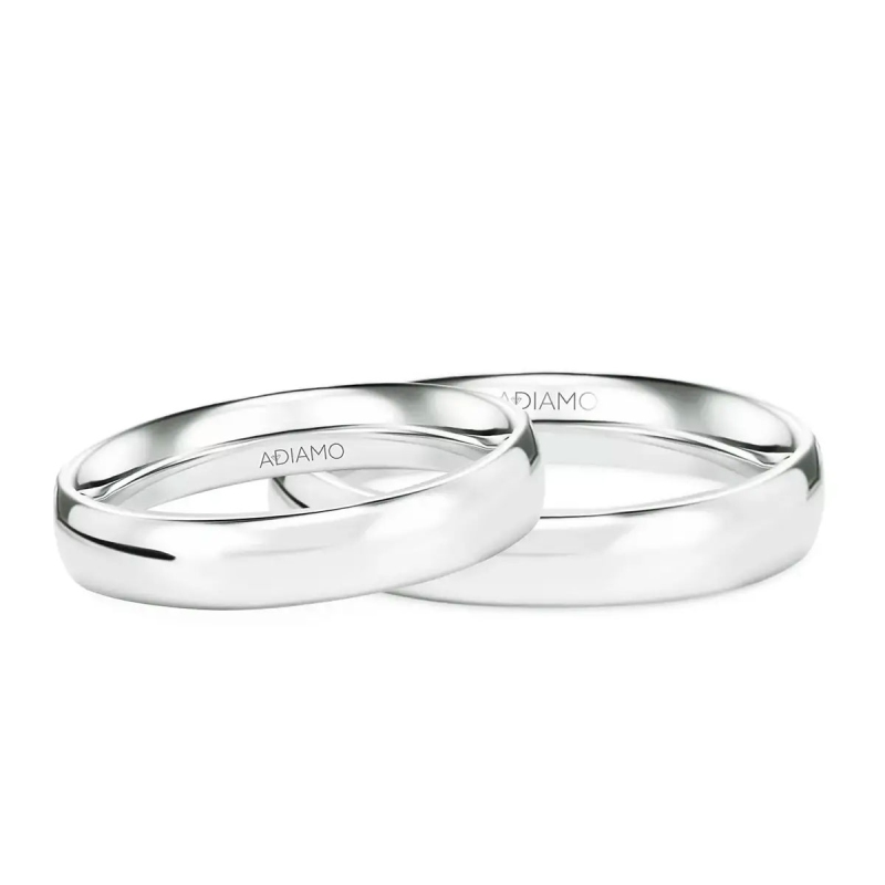 Obrączki ślubne, białe złoto, półokrągłe, 4mm: 7, 17 - zdjęcie: 1