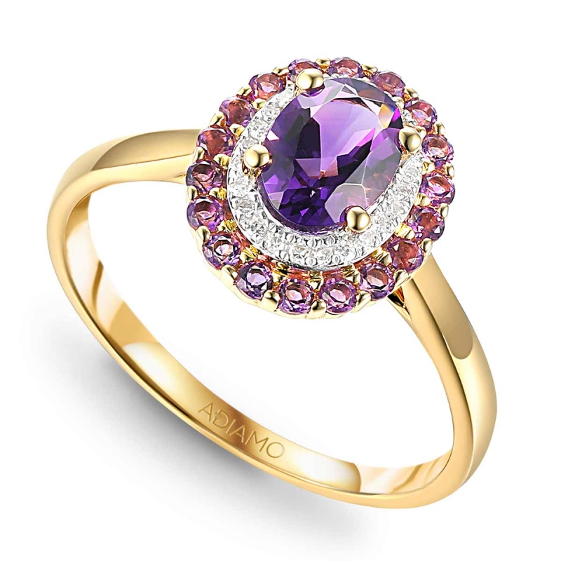 Pierścionek z ametystami i diamentami (R71860 Y AM): 8 - zdjęcie: 1
