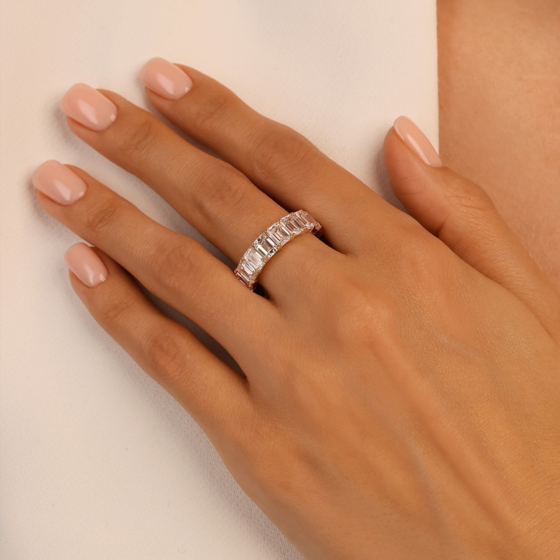 Pierścionek obrączkowy z diamentami laboratoryjnymi - szlif szmaragdowy (R100542 Y LGD 3,65ct+EM): 10 - zdjęcie: 2