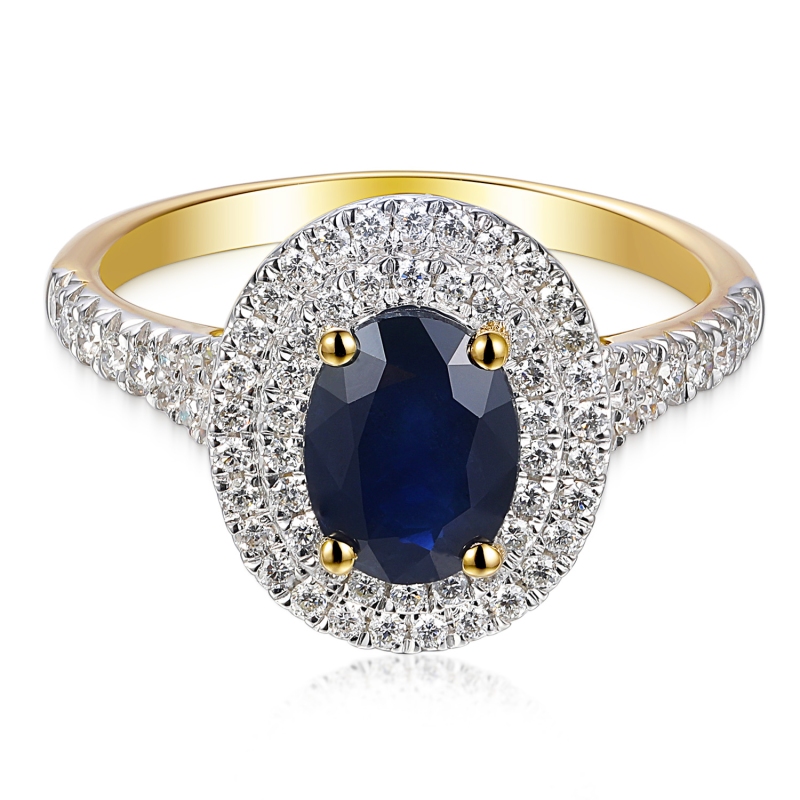 Pierścionek z szafirem i diamentami (R95586 Y SA): 15 - zdjęcie: 2