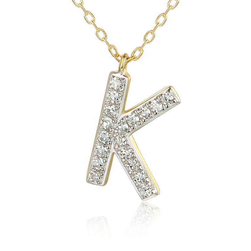 Naszyjnik literka K z diamentami (N09115 Y C) - zdjęcie: 1