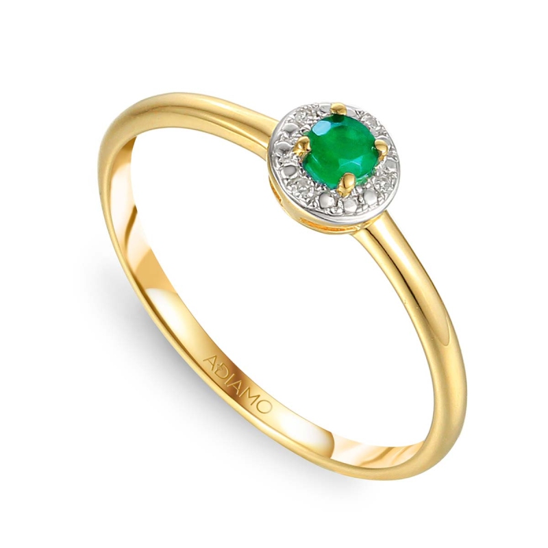 Pierścionek ze szmaragdem i diamentami (R69341 EM): 12 - zdjęcie: 1