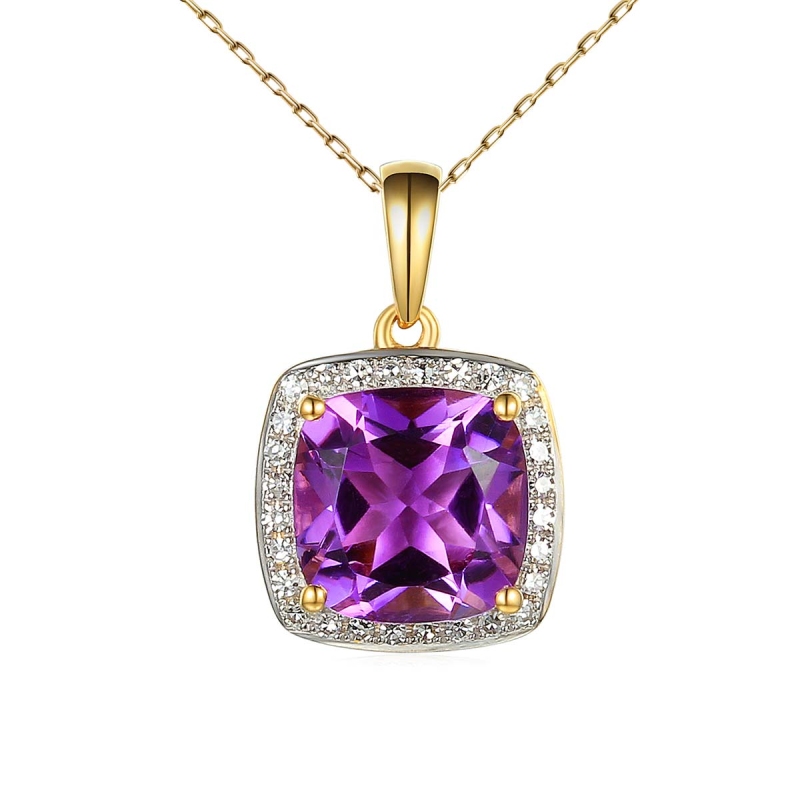 Zawieszka z ametystem i diamentami (P62906 Y D AM) - zdjęcie: 1