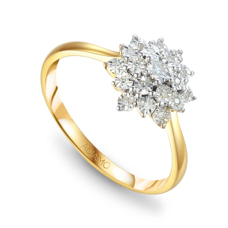 Pierścionek kwiat z diamentami (R49568 Y 0,04 ct): 7 - zdjęcie: 1