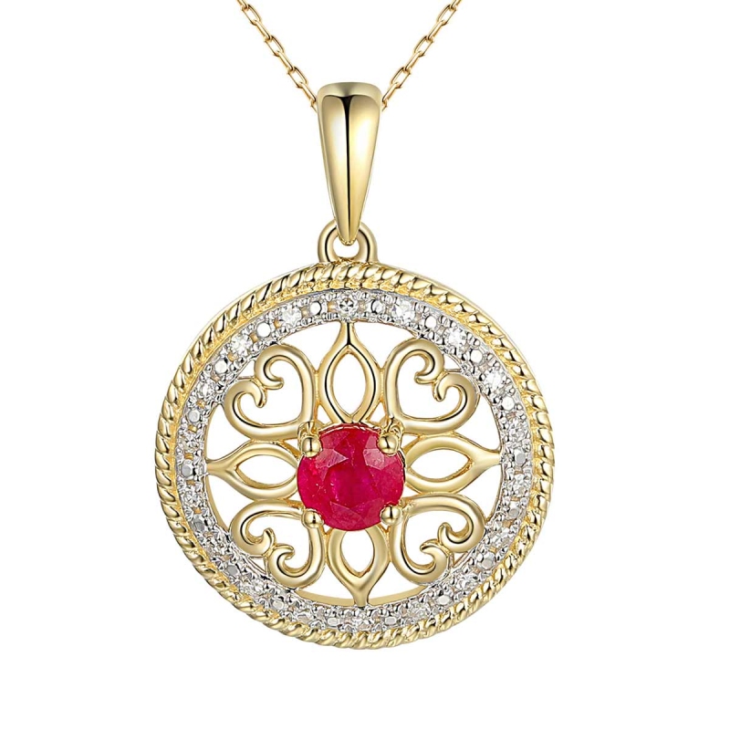 Zawieszka z rubinem i diamentami (P86858 Y RU) - zdjęcie: 1