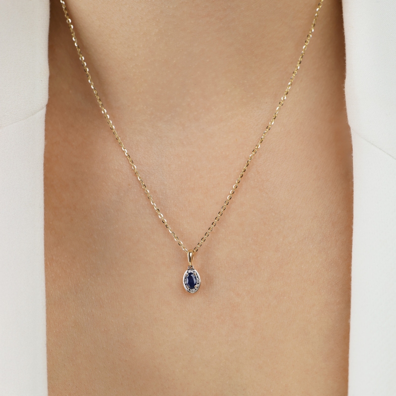 Zawieszka z szafirem i diamentami (P60389 Y SA) - zdjęcie: 2