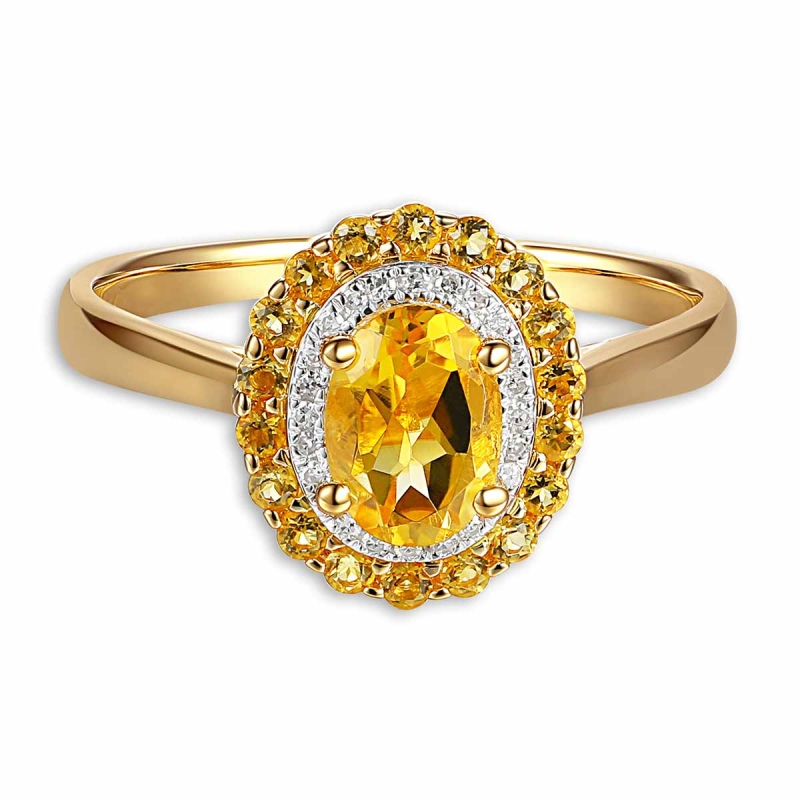 Pierścionek z cytrynami i diamentami (R71860 Y CT): 7 - zdjęcie: 3