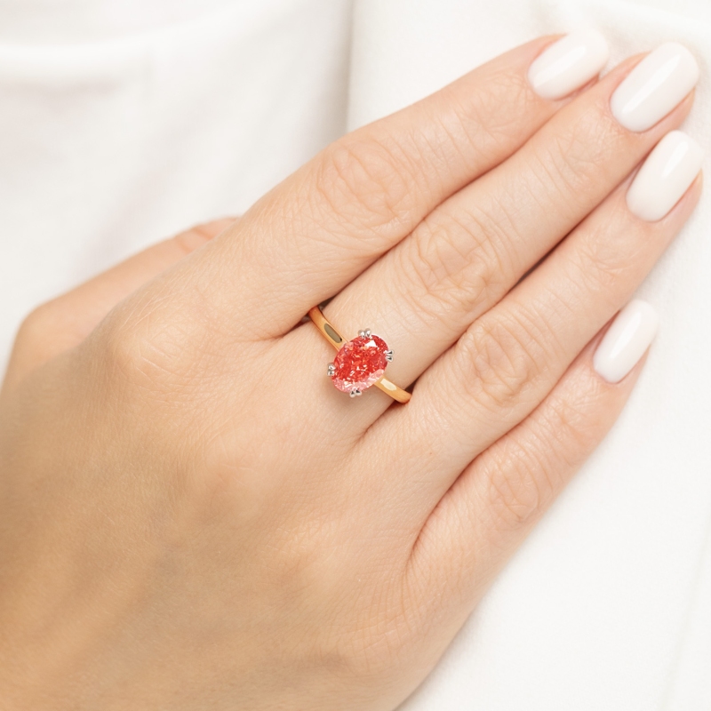 Pierścionek z różowym diamentem laboratoryjnym (R96118 2,79ct YW LGDP): 15 - zdjęcie: 2